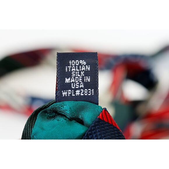 VTG 90s Tommy Hilfiger Patchwork Silk Tie Preppy Corporate Americana Plaid Star - Picture 13 of 16